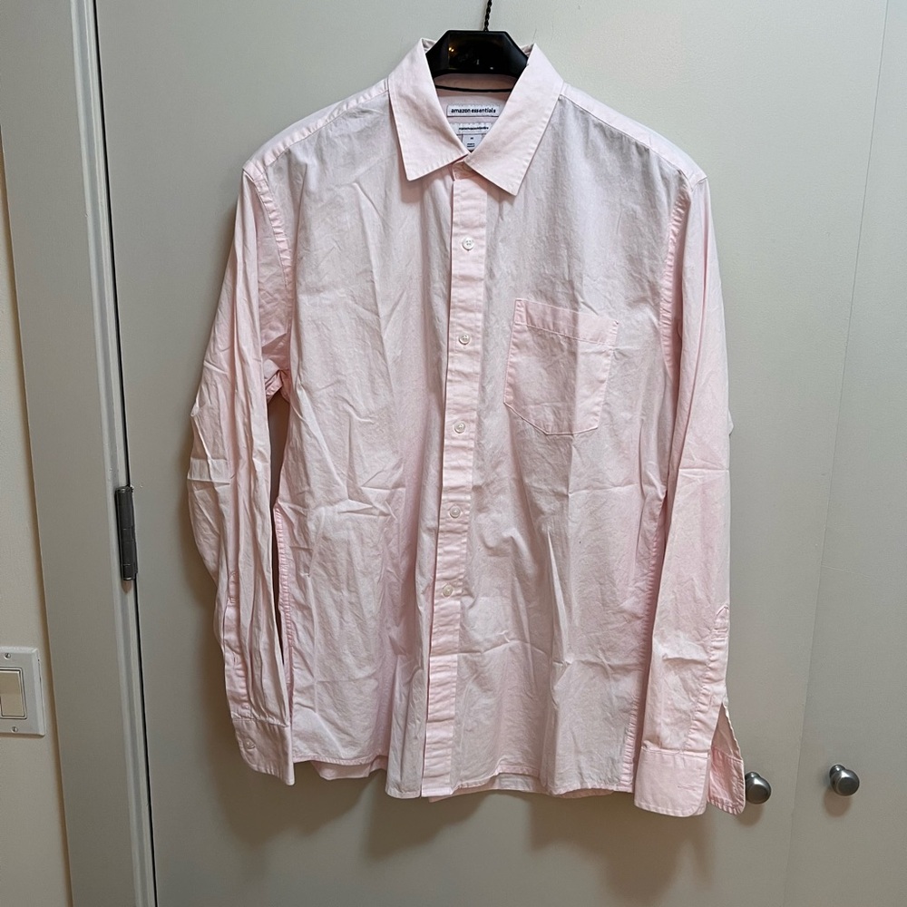 Amazon Essentials Light Pink Casual Button Down Shirt